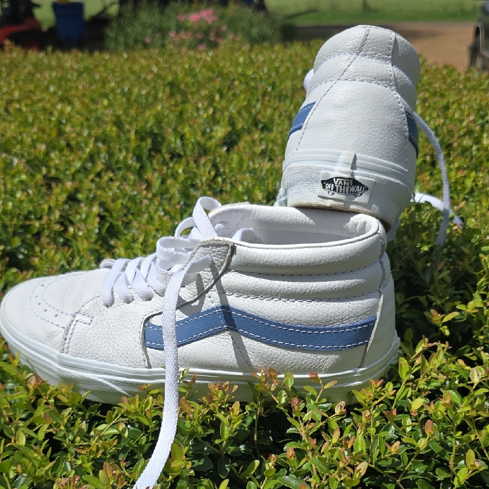 Vans White and Blue Sneakers Classic Design
